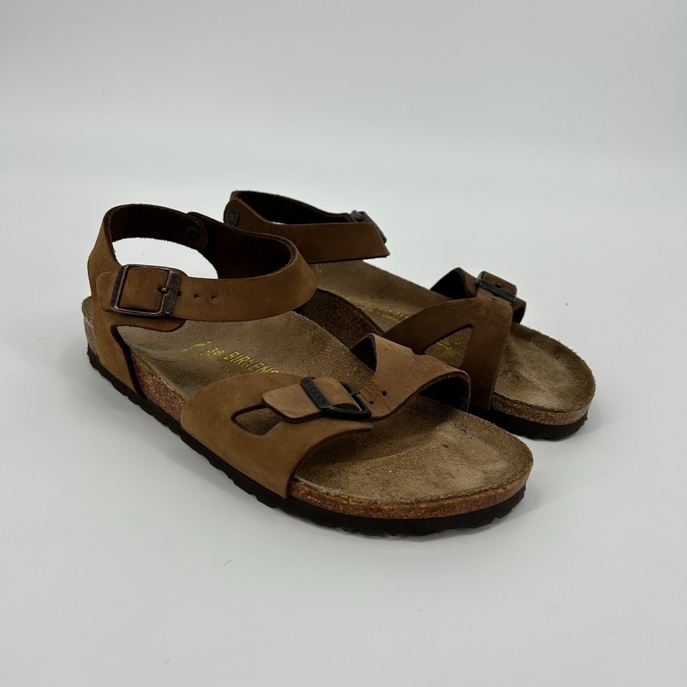 Birkenstock Bali Strappy Leather Sandals Womens EU 38 US 7 - 7.5 Narrow Brown